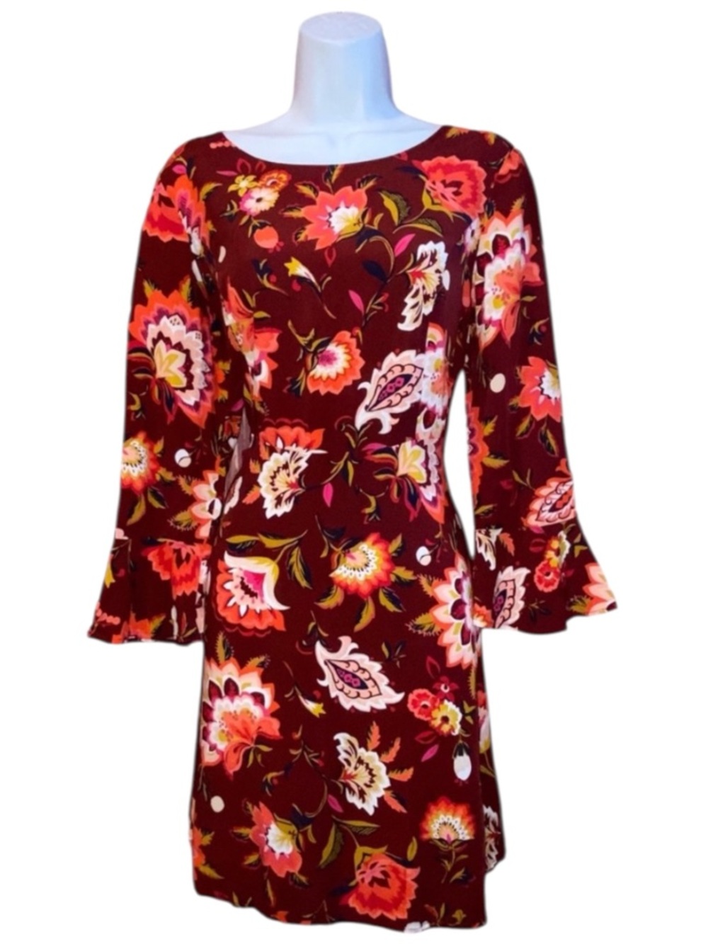 Old Navy Burgundy Multi Colored Rayon Floral Dress - Women’s 6